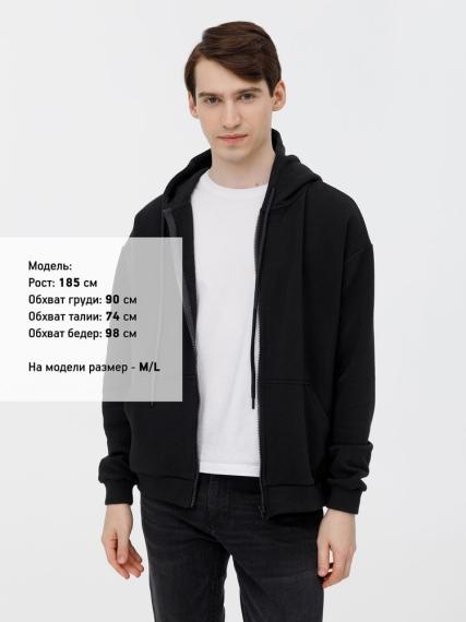 Толстовка унисекс оверсайз на молнии Zippy Terry, черная, размер XL/XXL