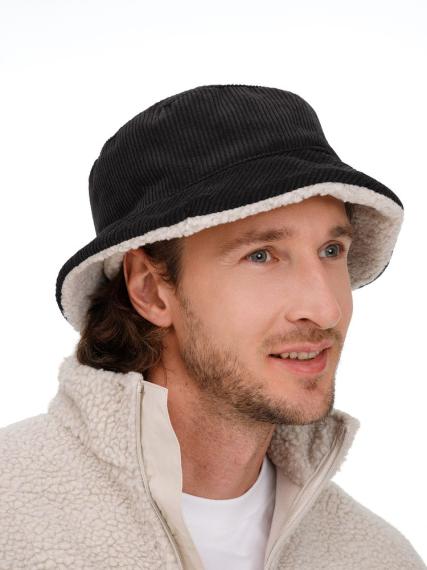 Панама Bucket двусторонняя, темно-серая с бежевым, размер S/M