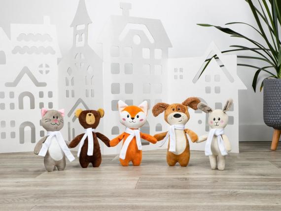 Игрушка Beastie Toys, заяц с белым шарфом