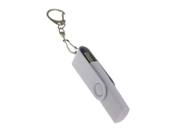 USB 2.0- флешка на 16 Гб с поворотным механизмом и дополнительным разъемом Type-C