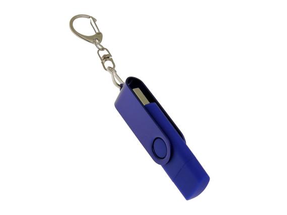 USB 2.0- флешка на 64 Гб с поворотным механизмом и дополнительным разъемом Type-C