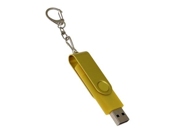 USB 2.0- флешка на 64 Гб с поворотным механизмом и дополнительным разъемом Type-C
