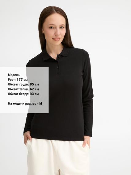 Рубашка поло женская с длинным рукавом Perfect LSL Women черная, размер XL