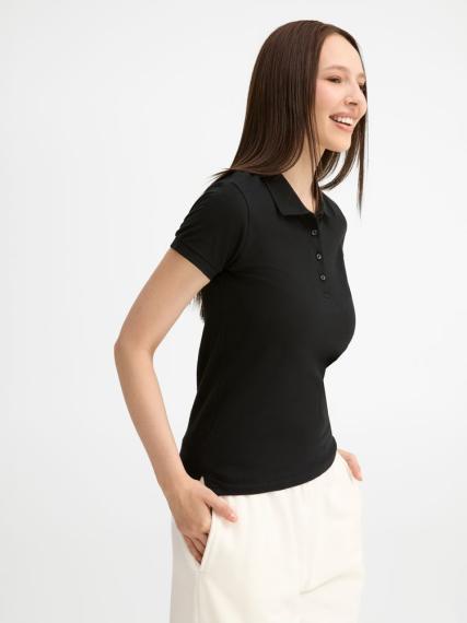 Рубашка поло женская People 210 черная, размер S
