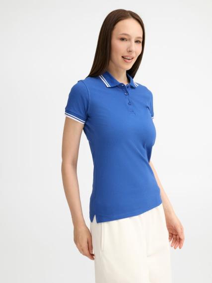 Рубашка поло женская Pasadena Women 200 с контрастной отделкой ярко-синяя с белым, размер XXL