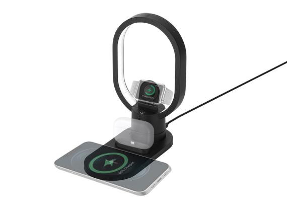 Беспроводная зарядная станция 4-в-1 «Portal» c лампой, 15 Вт