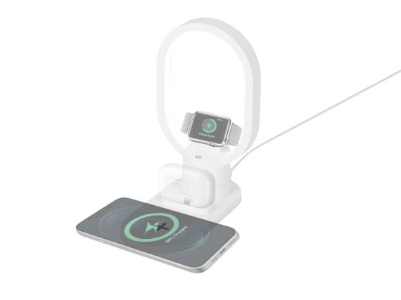 Беспроводная зарядная станция 4-в-1 «Portal» c лампой, 15 Вт