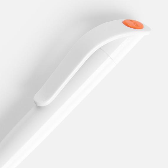 Ручка шариковая Grip, белая с оранжевым