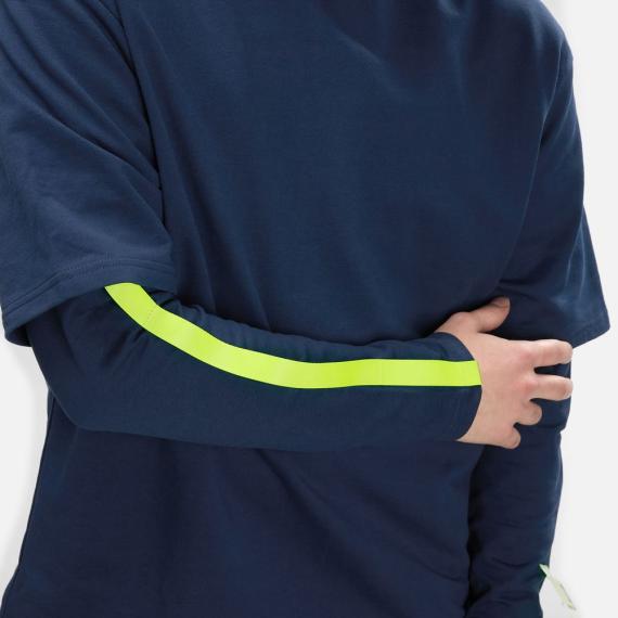 Футболка оверсайз с двойным рукавом Kosmos, темно-синяя, размер XL/XXL